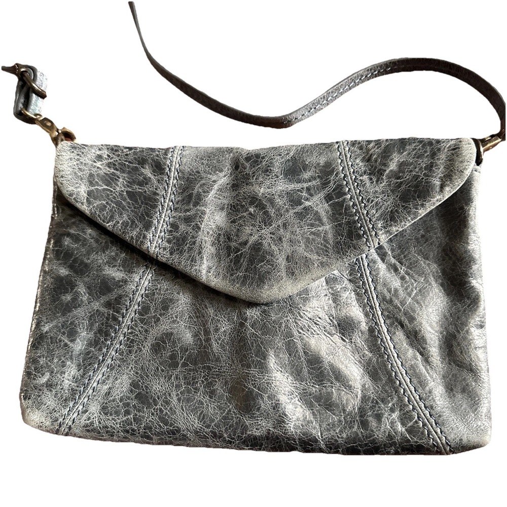 Ellington Blue Leather Distressed Crossbody AND Wristlet Bag 6x10 - Picture 2 of 9